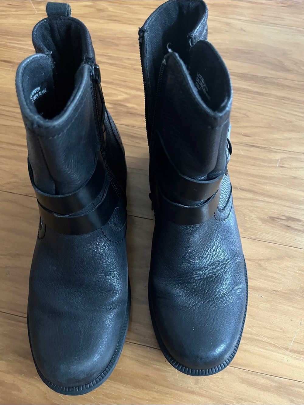 Earth Origins Black Leather Combat Moto Ankle Boots